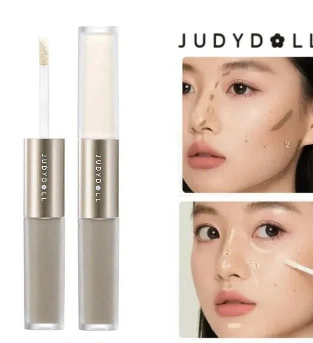 Judydoll Dual Head Highlighter Contouring Liquid Matte High Gloss Face Bronzer Contour Stick Nose Shaping Pen Cosmetics Makeup