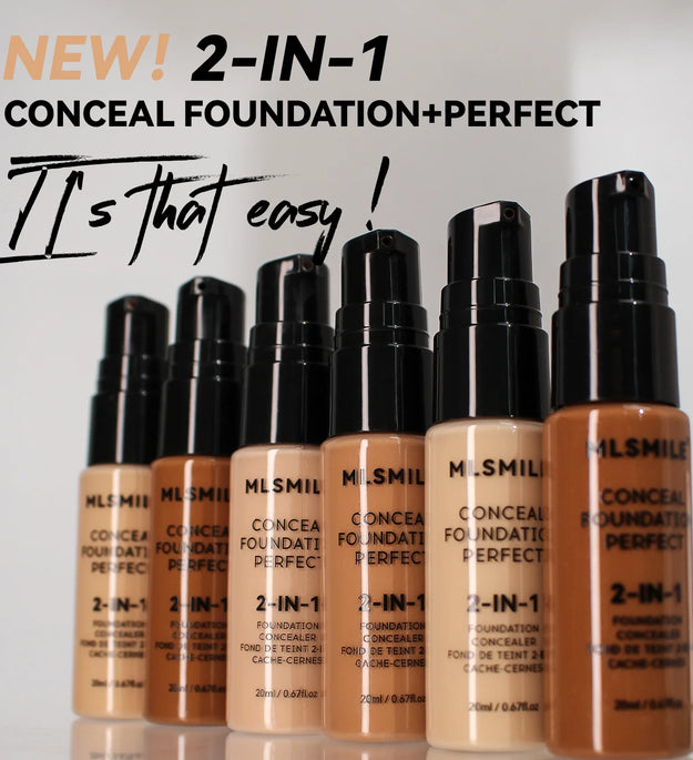 MLSMILE 6 color Powder Foundation long-Lasting Waterproof, Moisturing Sweat resistant and easy to open Oil-control concealer