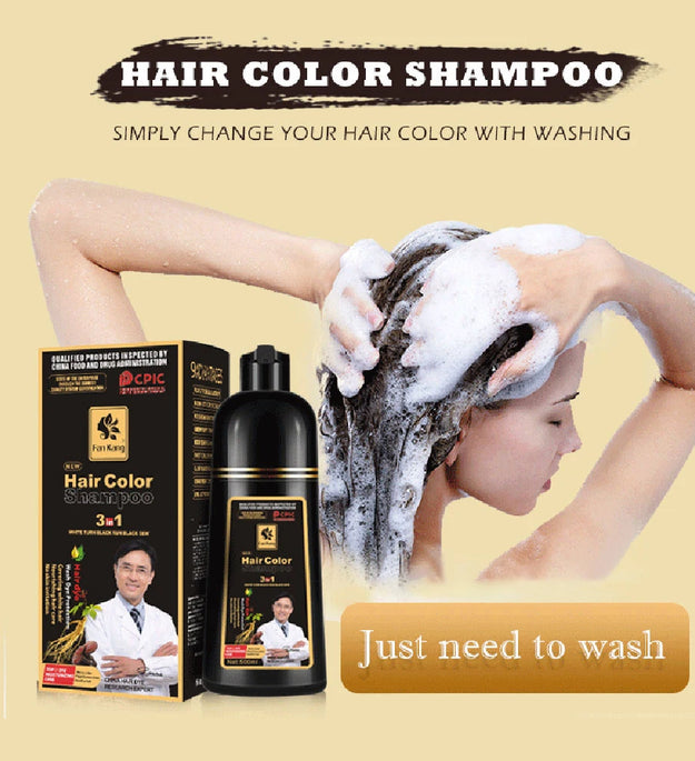 Hair Color Shampoo for Gray Hair 3 in 1 Black Hair Dye Shampoo for Women&Men Natural Herbal Safety Nourishing Hair Care Cream - BlissFully