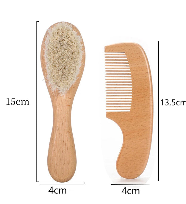 1/2 Pieces of Baby Natural Wool Wood Brush Comb Set Newborn Comb Head Massager Shower Brush Comb Baby Shower Gift