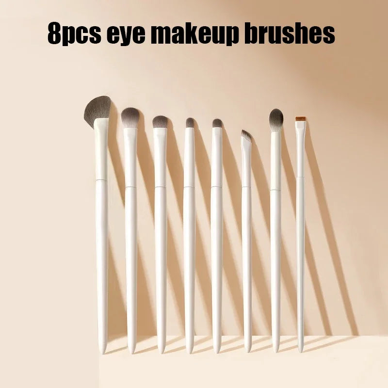 5/6/8/10pcs Natural Eye Makeup Brushes Set Detail Eyeshadow Brush Makeup Brush White Ultra Soft Eyeshadow Eyeliner Makeup Tool