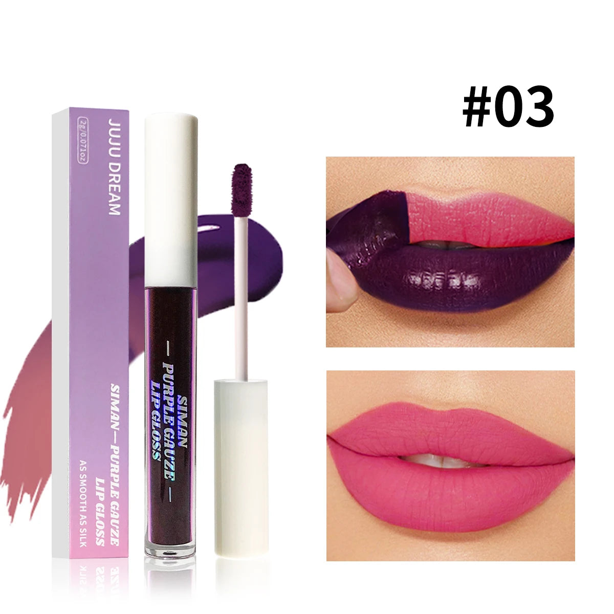 Tear-drop style lip gloss, water-resistant matte liquid lip color, rose pink, does not stick to the cup, quick-drying makeup