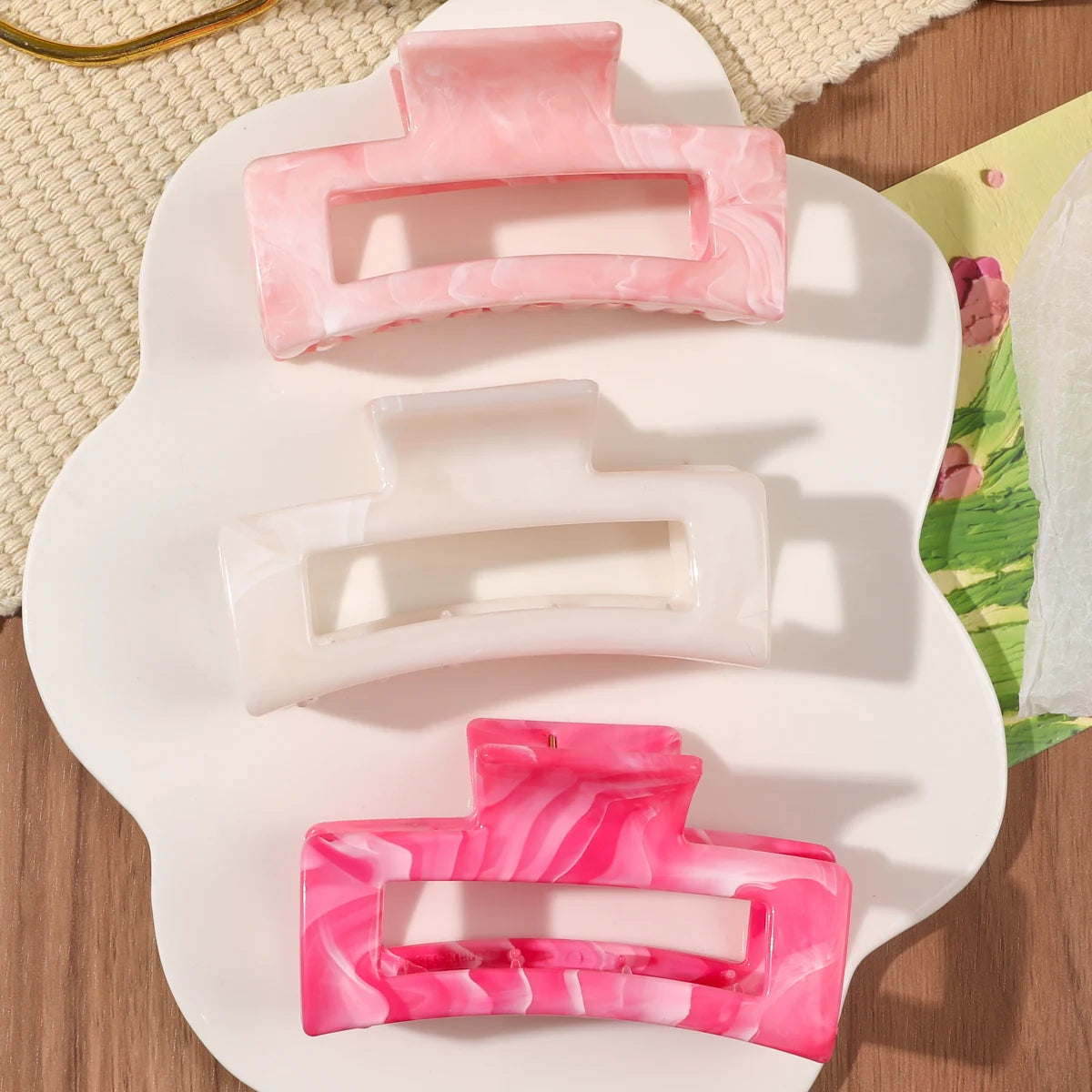 7 Pcs Big Hair Claw Clips 3.4" Non-slip Big Square Matte for Women Girls, Strong Hold Banana Clips for Thick Thin Hair - BlissFully