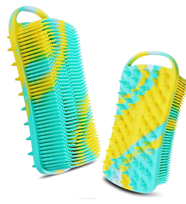 Silicone Body Scrubber 2 in 1 Body Brush & Hair Scalp Brush for Shower and Bath Stimulating Blood Circulation Shower Accessories