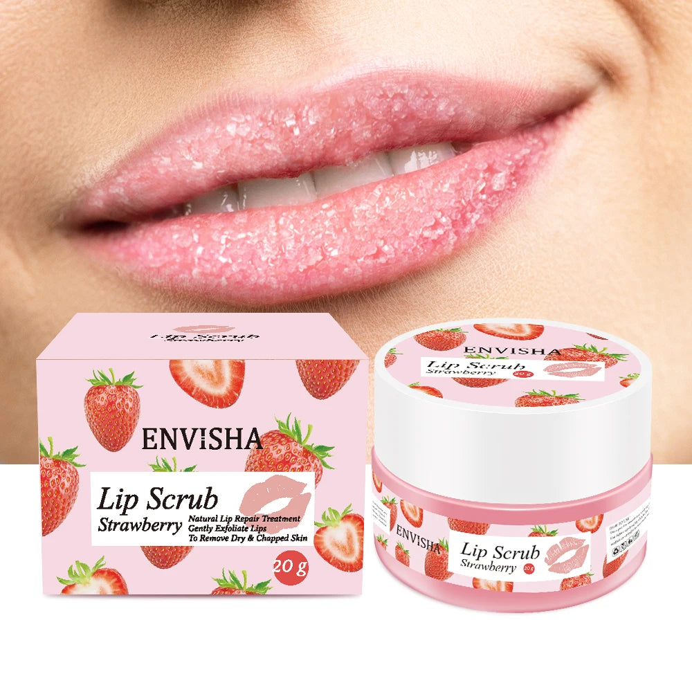ENVISHA Moisturizing Nourish Strawberry Lip Care Scrub Balm Sugar Cream Exfoliating Repair Cleft Fine Lines Smooth Skin Care
