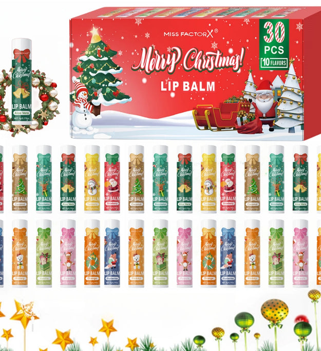 Christmas gift box, lip balm 30PCS/box lip balm set, durable moisturizer, Christmas gift, women's gift, party gift