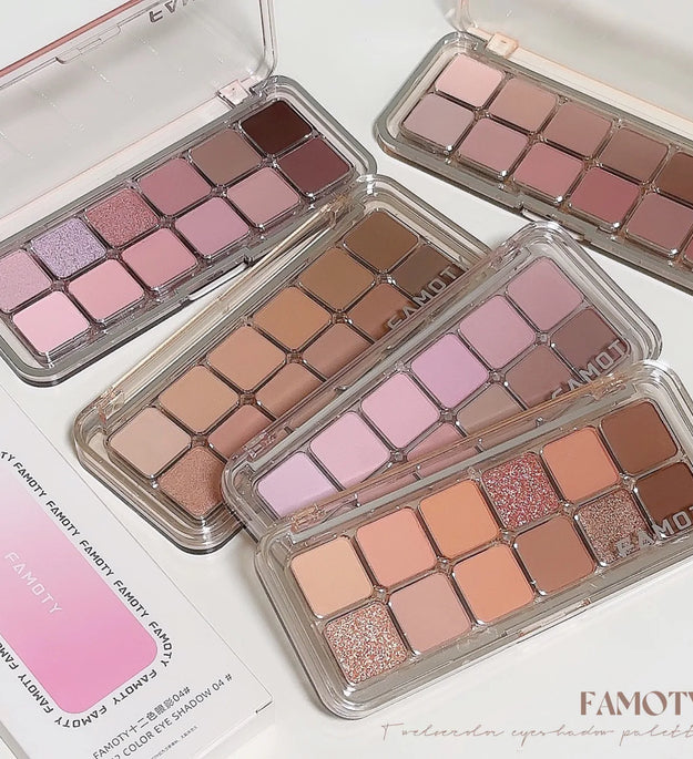 12-Color Low Saturation Eyeshadow Palette All Matte Tea Apricot Eye Makeup Palette Daily Earth Makeup Long Lasting Eye Shadows