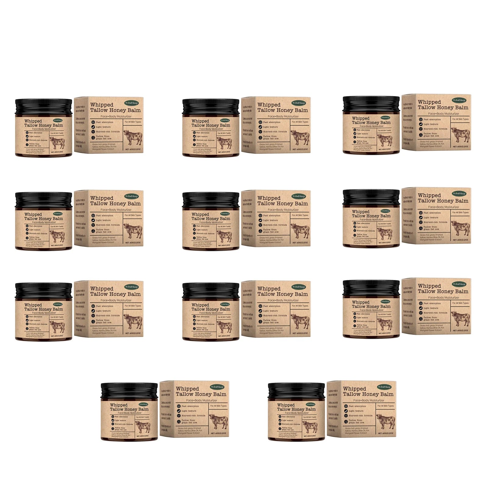 WoodSleep Beef Tallow Paste Deeply Moisturizer Brightening Wrinkle Remover Grass Fed Tallow Wild Honey Face Body Cream Skin Car - BlissFully