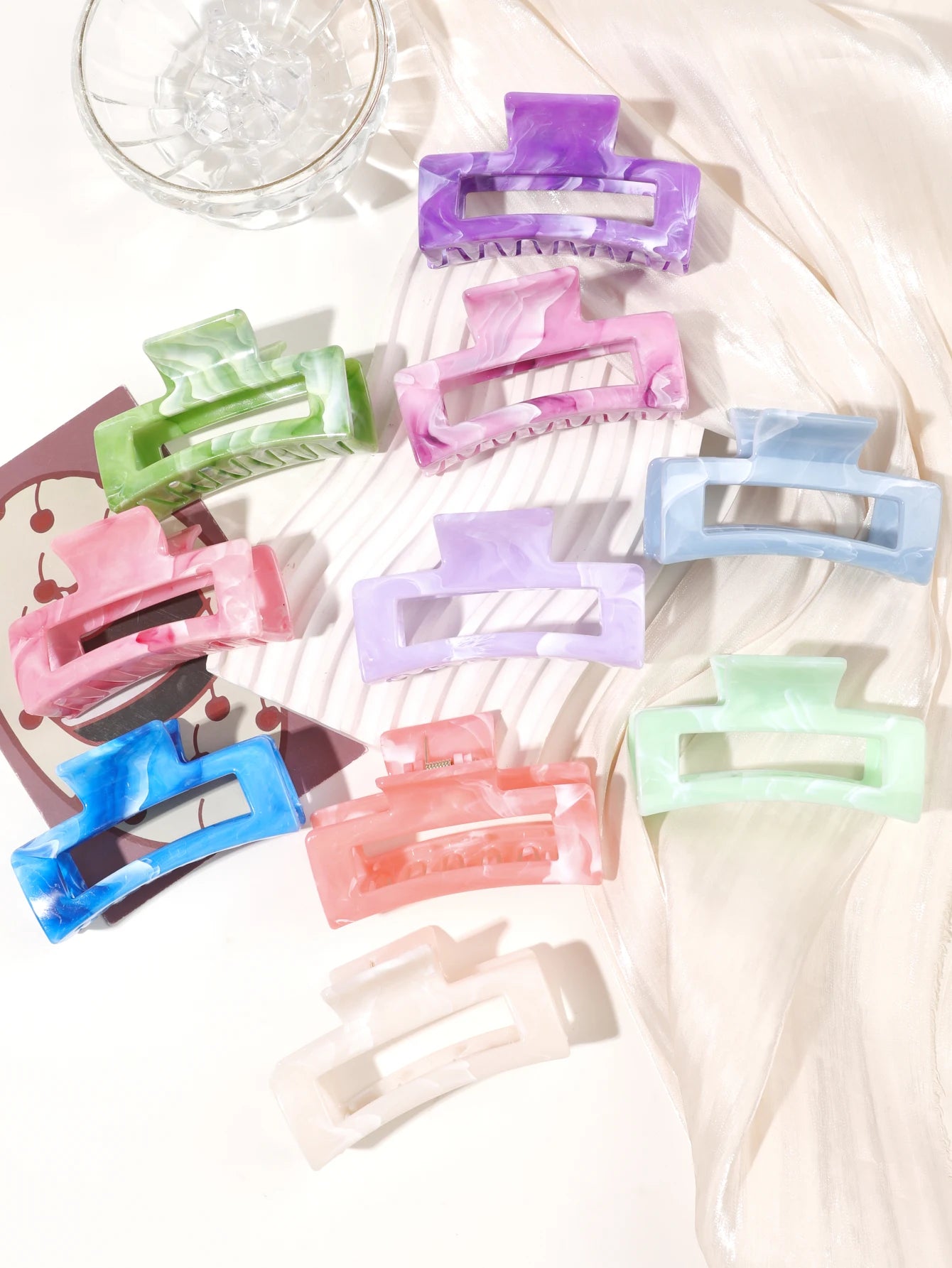 7 Pcs Big Hair Claw Clips 3.4" Non-slip Big Square Matte for Women Girls, Strong Hold Banana Clips for Thick Thin Hair - BlissFully