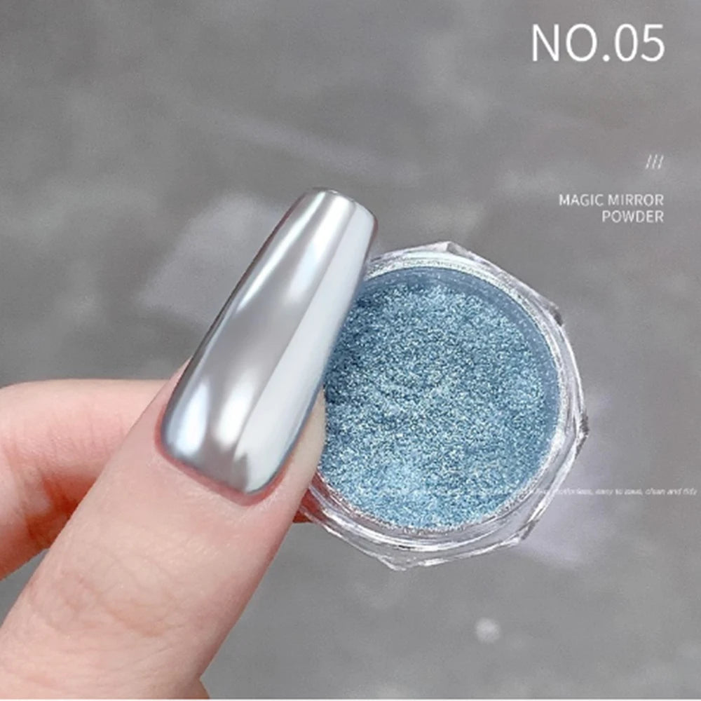 1Jars High-Gloss Plating Aurora Mirror Nail Powder Net0.5g Moonlight Pearl White Rubbing Powder Super-Shiny Manicure Chrome Dust