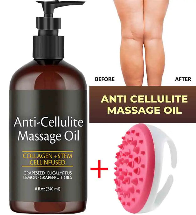 240ml Anti Cellulite Massage Oil Infused with Collagen and Stem Cell Skin Tightening Cellulite Moisturizing Body Essential Oil
