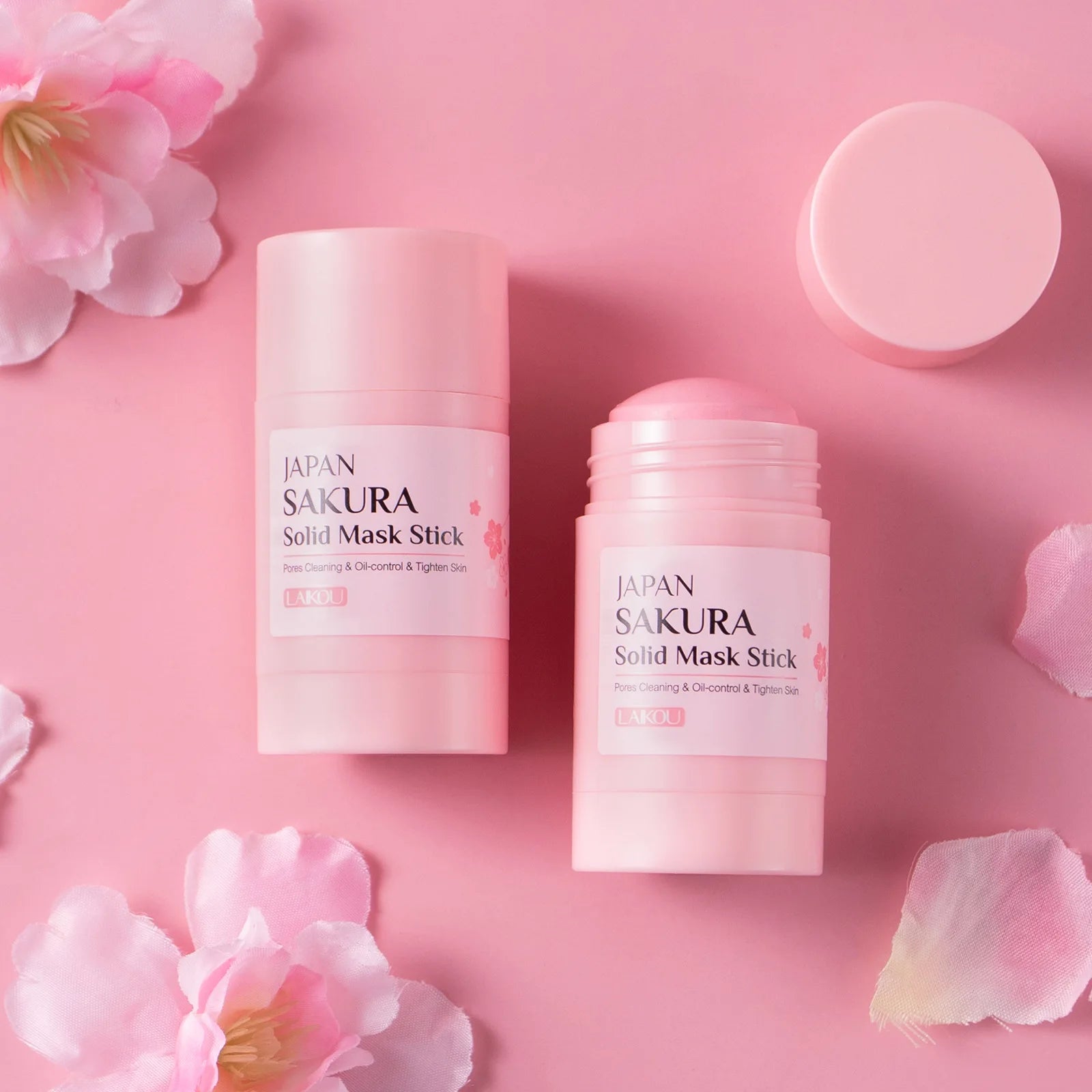 LAlKOU Sakura Solid Mud Face Mask Stick Reduces Blackhead Pores Oil Control Moisturizing Deep Cleanser Facial Face Mask 45g