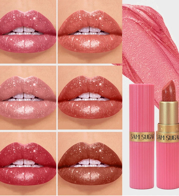 Sparkling Crystal Lipstick Diamond Glitter Metallic Lip Gloss Moisturizes Lips Shimmers with Fine Pearl Brightens Lip Color Balm