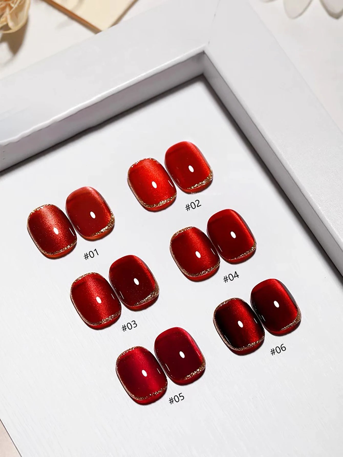 12ML 1-21PCS Winter And Autumn Whitening Red Glass Bead Cat Eye Magnet Gel Nail Polish Christmas Nails Nail Set Nail Art