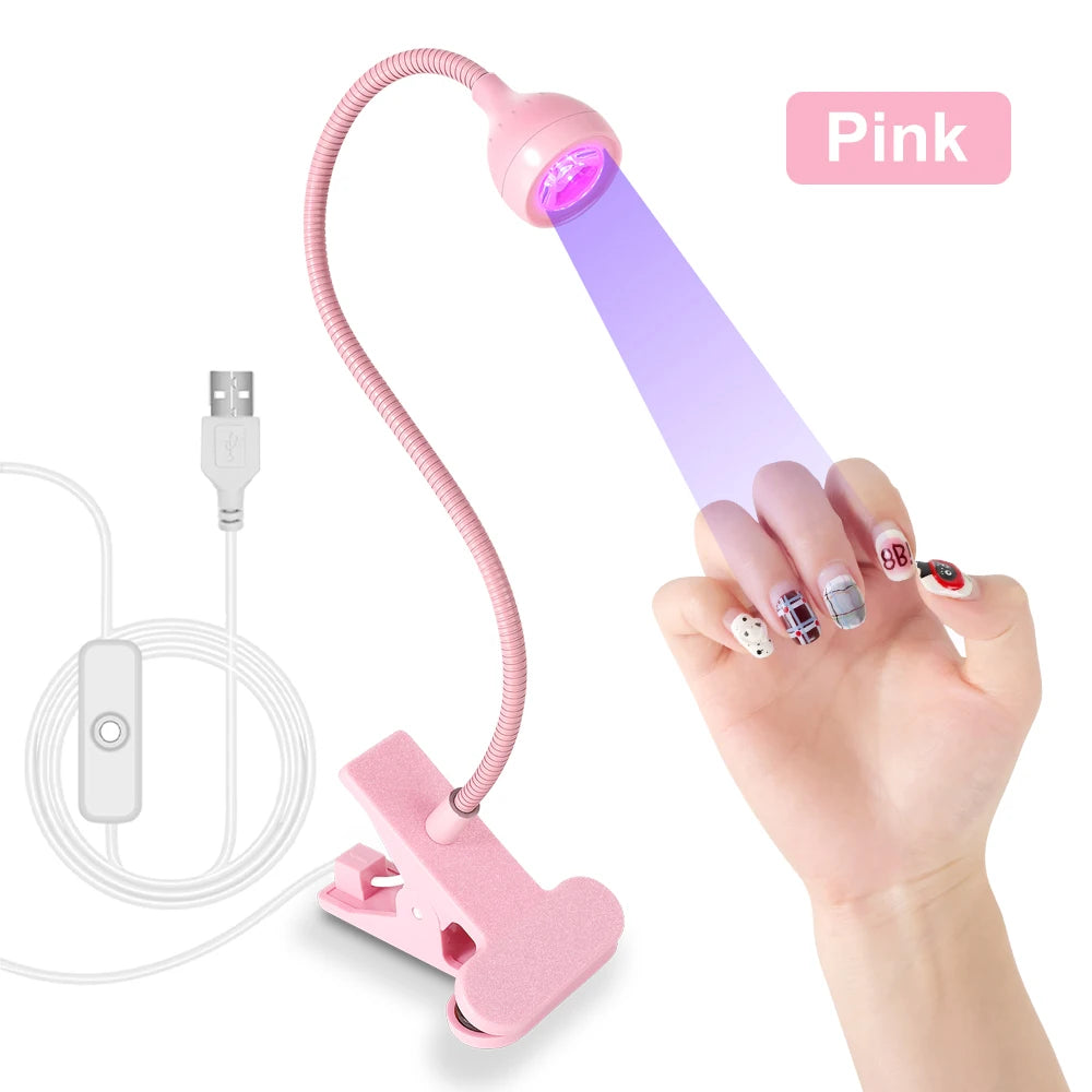 Nail LED UV Lamp for Drying Gel Nails Polish Clip-On Flexible Desk Mini Portable USB Nail Lamp UV Light Dryer for Manicure Salon