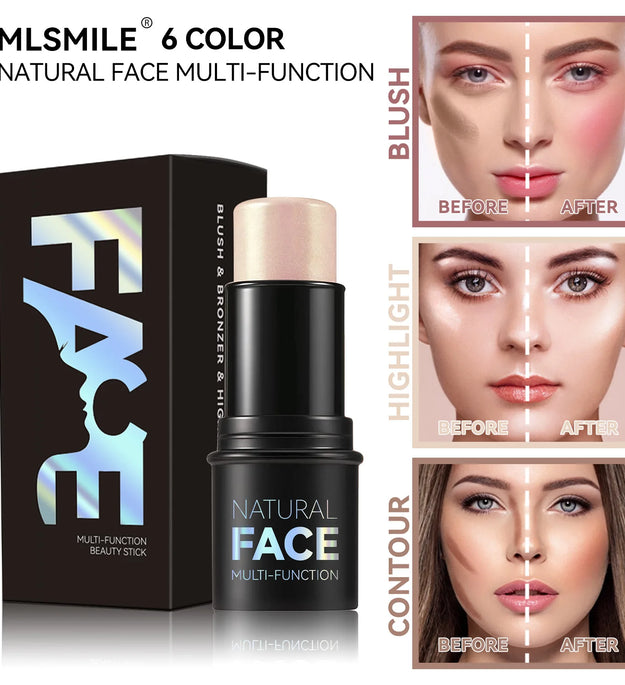 Multifunctional Highlighter & Blush Contour Stick | 3D Face Sculpting, Brightening & Enhancing Skin Tone | Easy-to-Apply Makeup