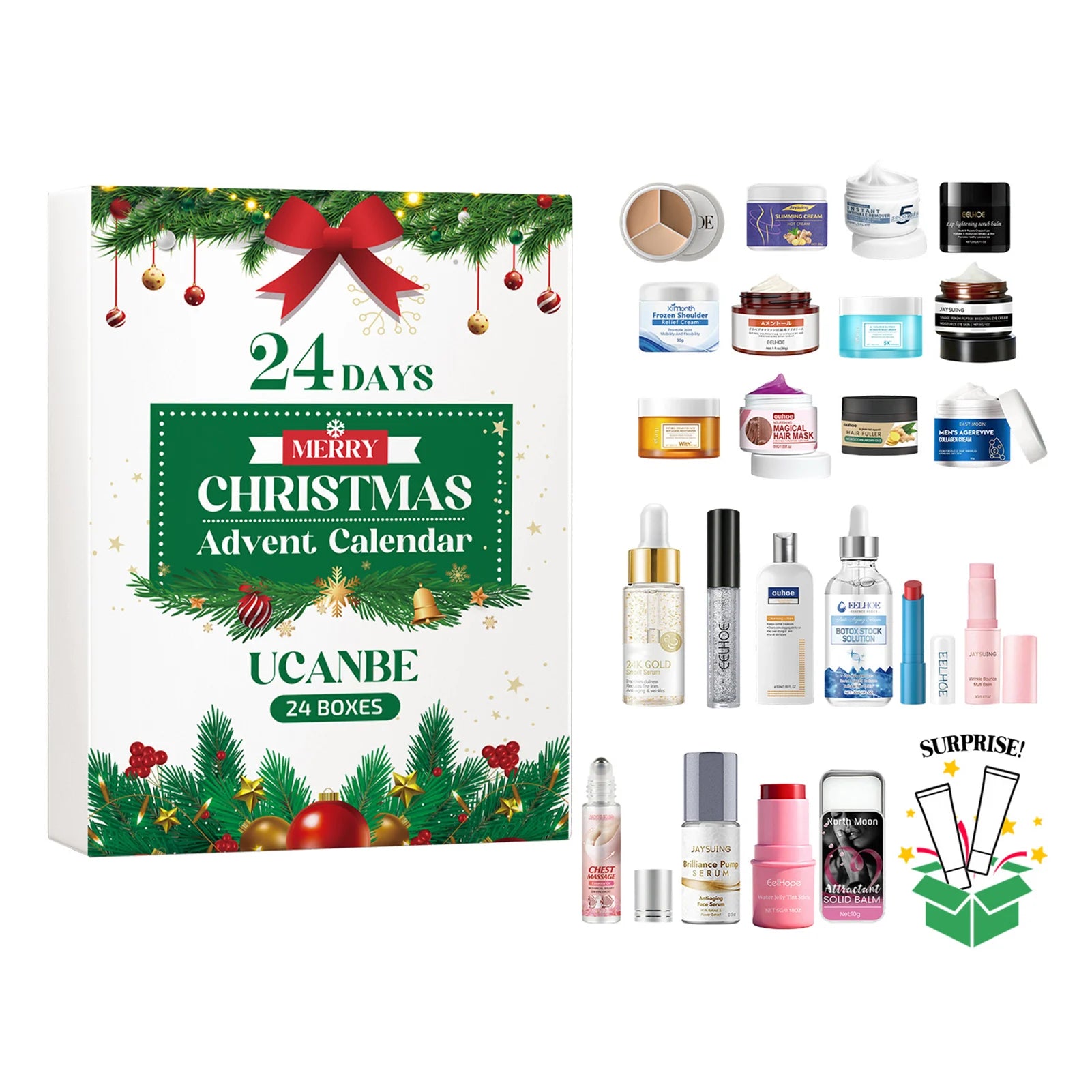 Christmas Beauty Advents Calendar Skincare Set 24 Days Luxurious Makeup Present Surprises For Holiday Birthday Present