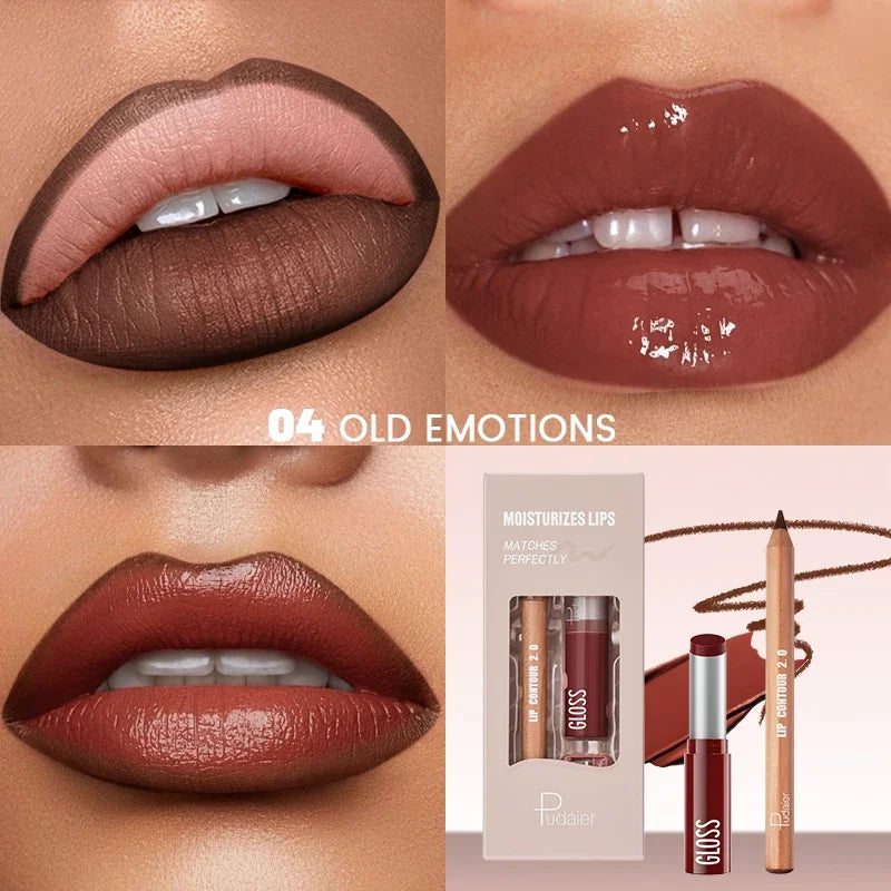 Pudaier Lip Line Wet Gloss Lip Oil Gift Set - Mirror Gloss, Moisturizing and Long-lasting, Daily Natural Nourishing Smudge, Gift