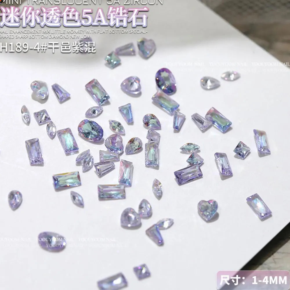 100pcs Shiny Zircon Rhinestones Nail Charms 1.5*3mm Mini Rhombic Nails Gemstones Flatback Nail Art Craft Diamonds Decoration GT5