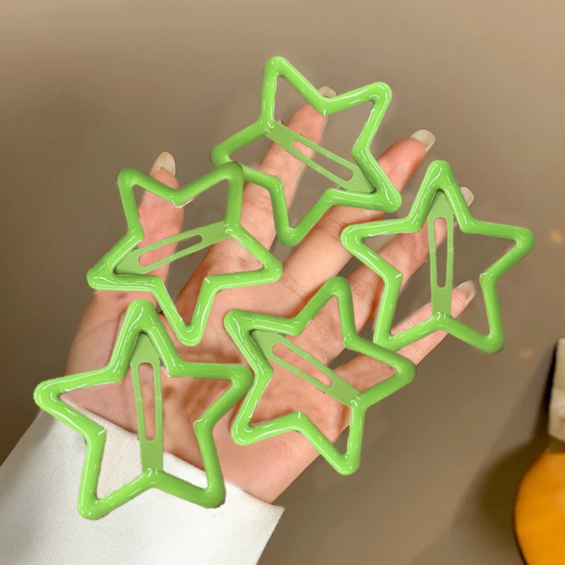 AWAYTR 5 Pcs Hollowed Star Hair Clips Star Snap Hairpins Sweet Headpiece Hair Barrettes Hair Accessories for Girls Dropship