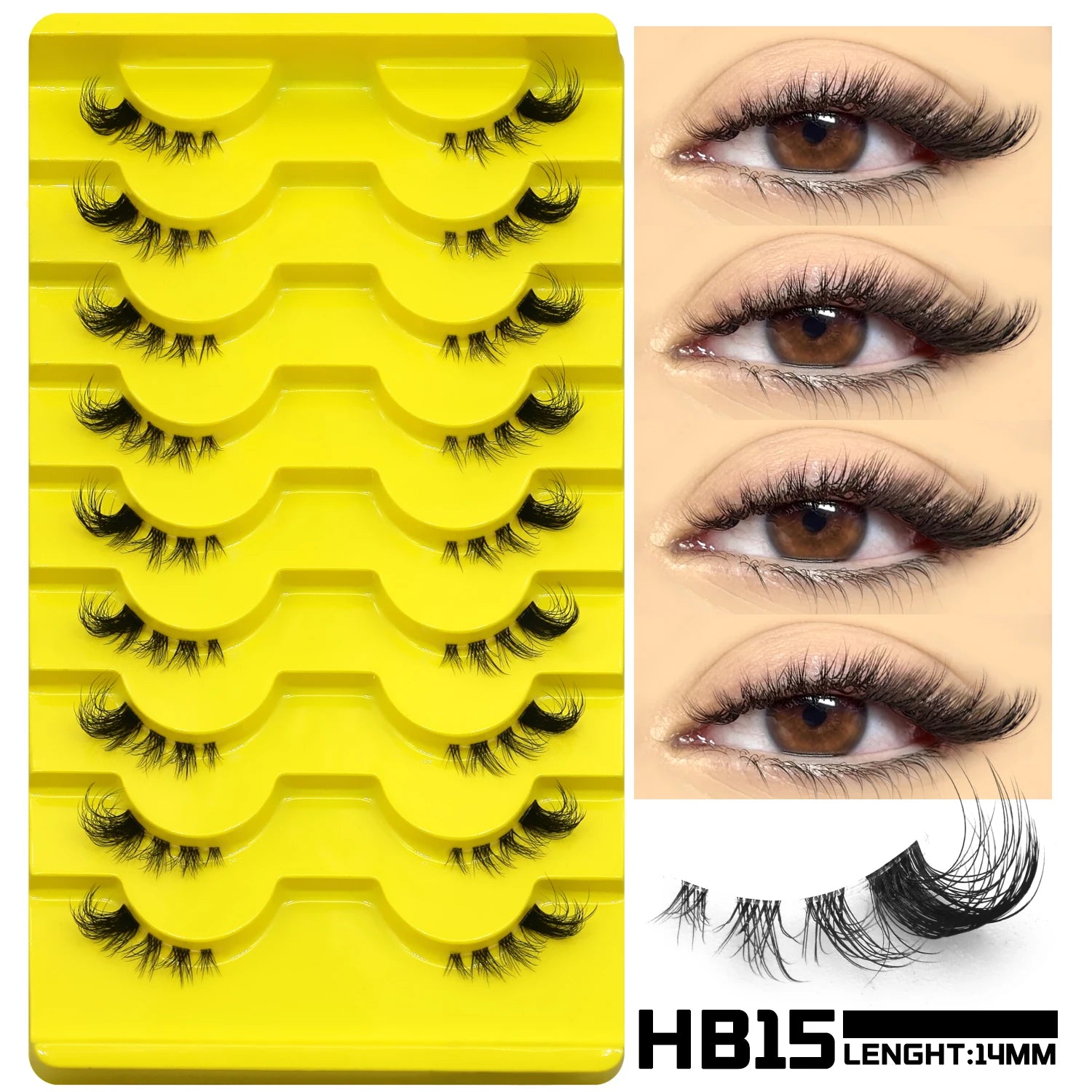 False Eyelashes Cat Eye Lashes Natural Long Half Eye Lashes Short Wispy Clear Band Lashes 3D Faux Mink Lash Multipack
