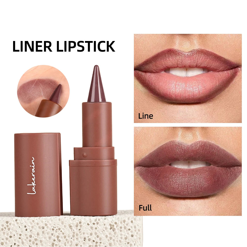 Lakerain Lip Liner Matte Black Brown Velvet Lipstick Waterproof Non Sticky Contouring Tint Lipliner Crayon Lip Makeup