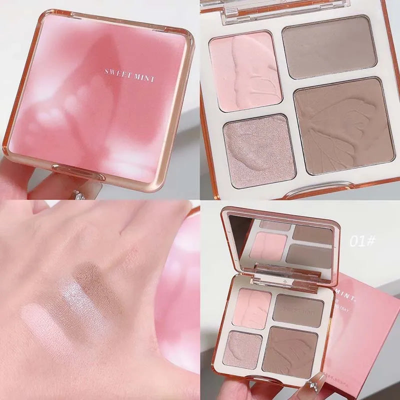 Sweet Mint Highlighter Contour Shading Powder Palette Makeup Matte Bronzer Highlight Glitter Brighten Face Blush Nose Contouring