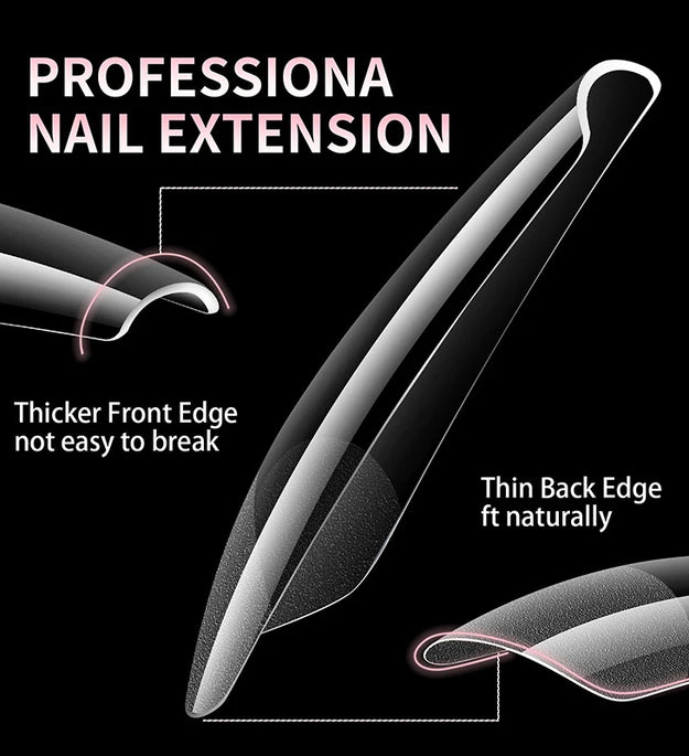 Luxury False Nail Tips Soft Gel Fingertip Semi-matte Capsules Almond French Coffin Full Cover Artificial Fake Nails Extension