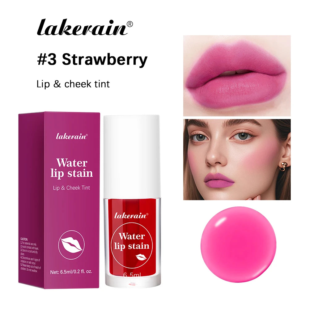 Fruity Water Lip Tint Gloss 4 Color Moisturizing Lip Glaze Long Lasting Lip Ink Face Lip Dual Purpose Liquid Lipstick Cosmetic M