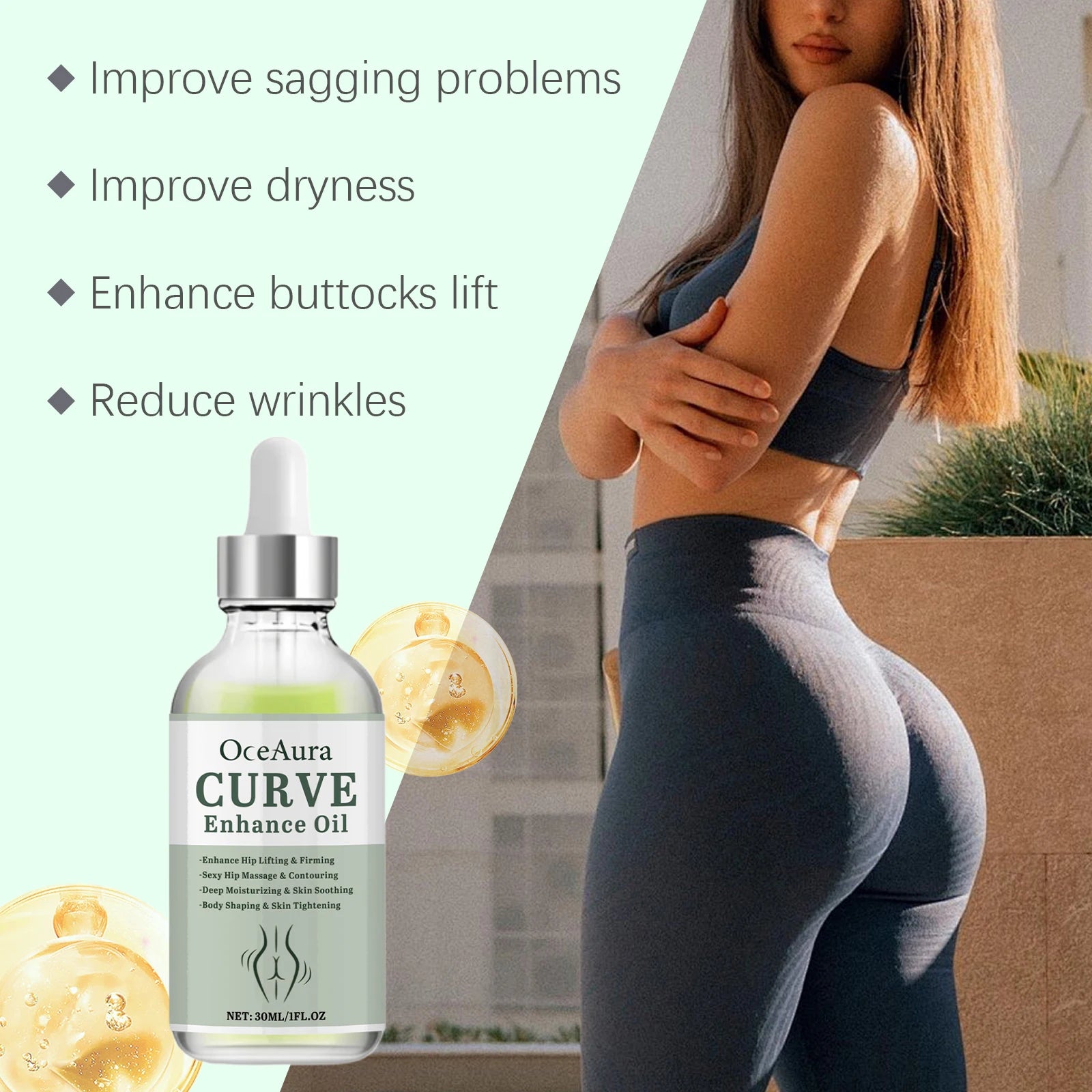 Collagen Buttock Firming Essence Oil Improve Skin Elasticity Relieve Skin Sagging Massage Muscles Reduce Fine Lines Hip Up Serum
