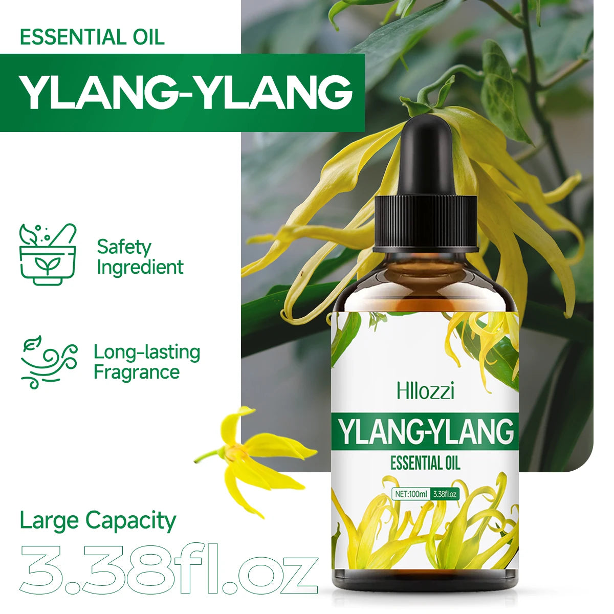 Ylang Ylang essential oil for massage, shower, skin care, diffusion, relaxation, aromatherapy, humidifier, candle making