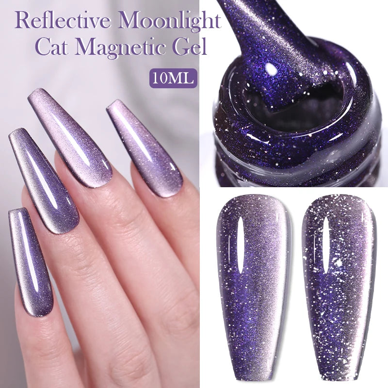 BORN PRETTY 10ml Dark Red Cat Magnetic Gel Nail Polish for Winter Nails DIY Jelly Glass Silver-Light Varnis Semi Permanent