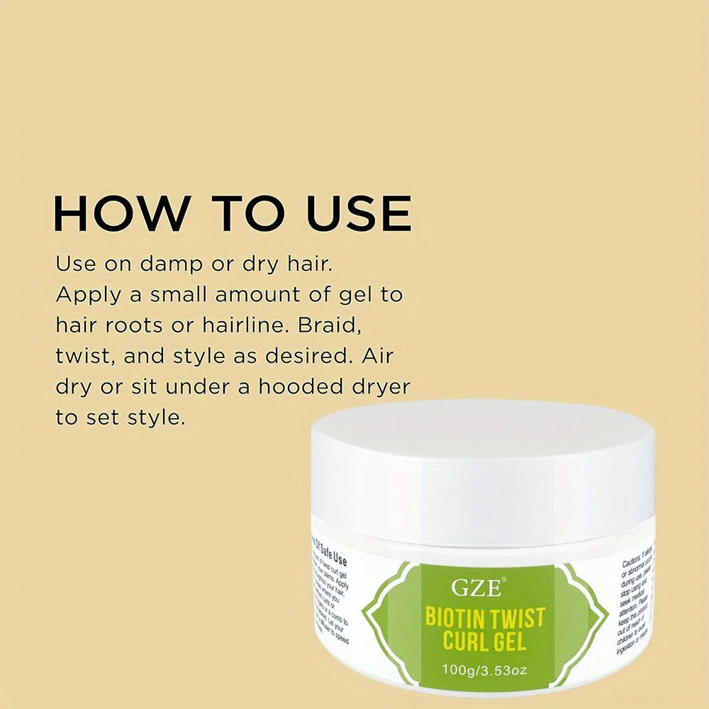 GZE Biotin Twist Curl Gel Hair Growth - Hydrating Styling Gel with Biotin for Stronger, Healthier Hair - Defines Curls