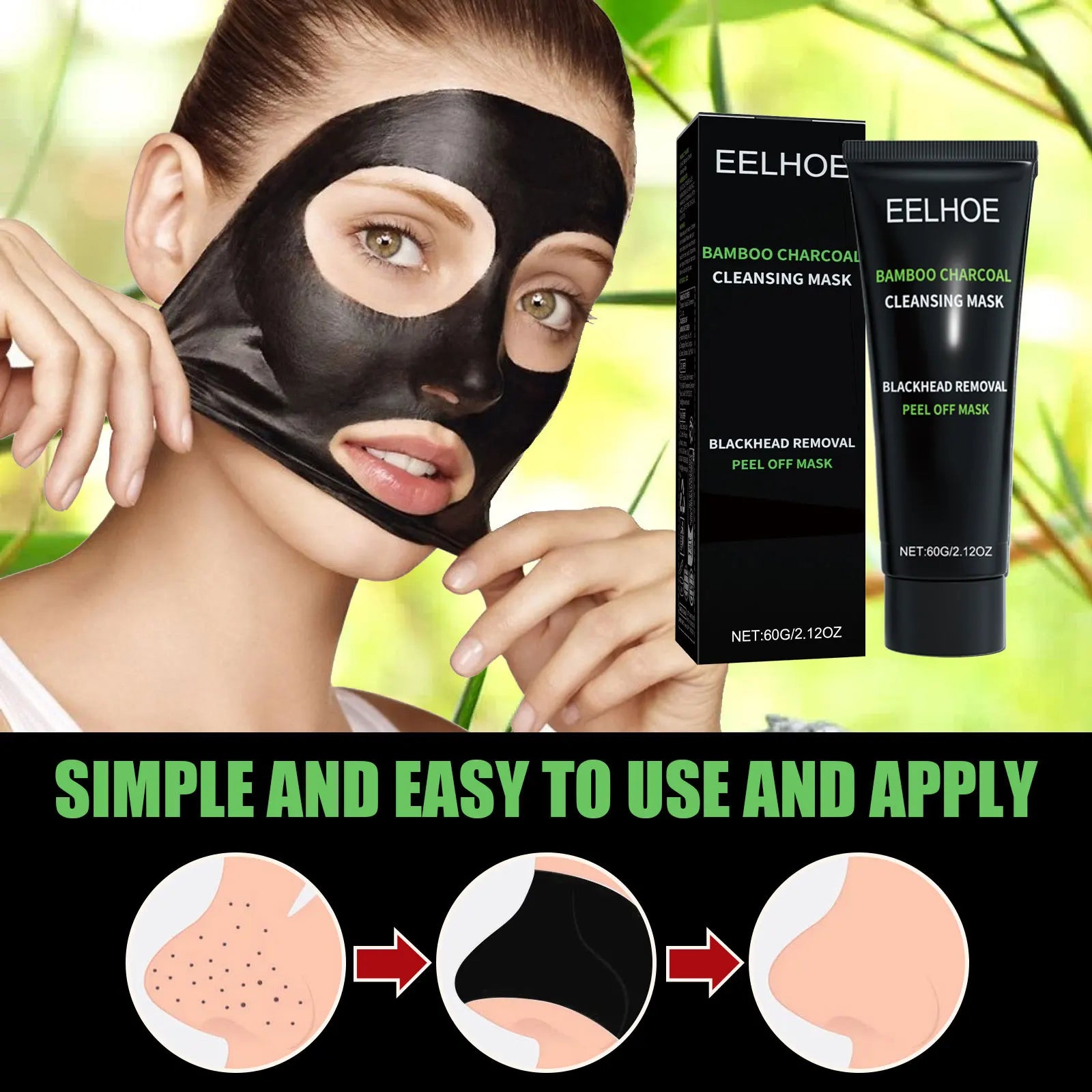 Bamboo Charcoal Tear-off Mask Blackhead Remover Deep Cleanig Purifying Shrink Pores Cream Exfoliator Peel Mud Mask Skin Care