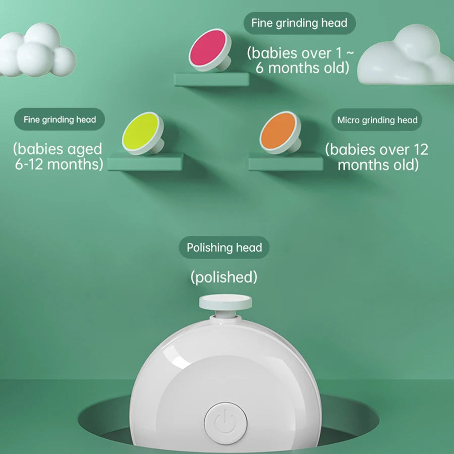 Baby Nail Trimmer Electric Baby Nail Clippers Safe Baby Nail File Kit with 3/6 Replacement Pads Trim Polish Grooming Kit