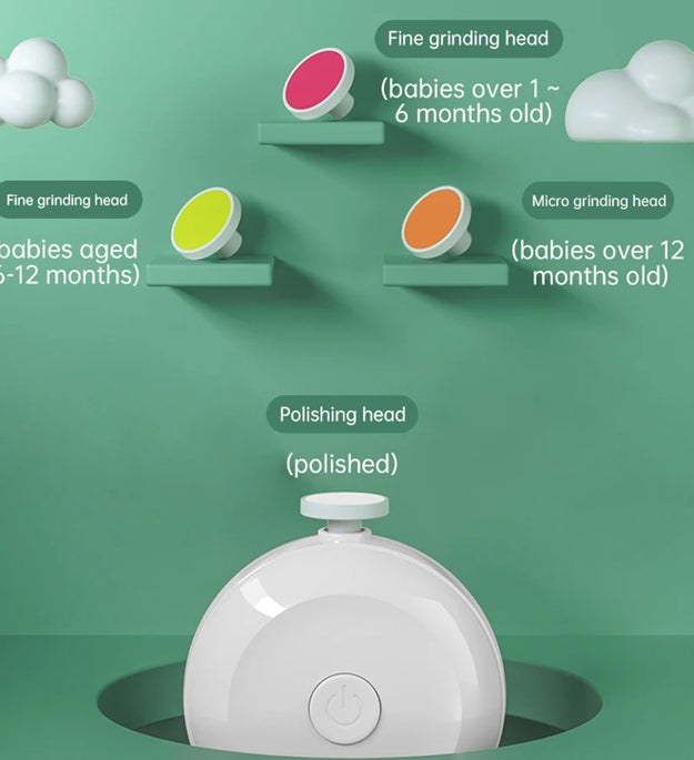 Baby Nail Trimmer Electric Baby Nail Clippers Safe Baby Nail File Kit with 3/6 Replacement Pads Trim Polish Grooming Kit