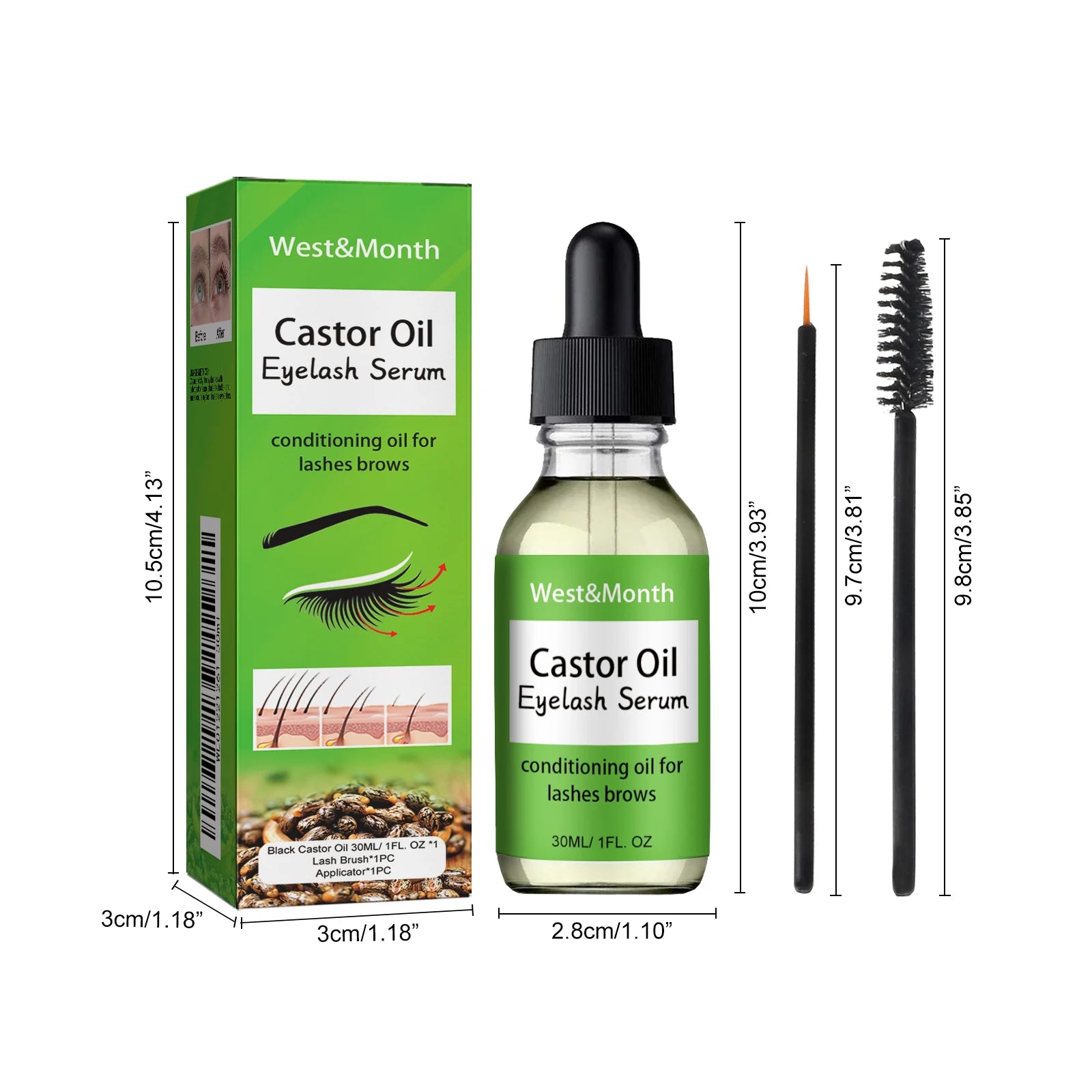 Castor Oil Eyelash Growth Serum With Brush Multipurpose Hair Eyebrow Eyelash Growth Thick Essence Nourishing Moisturize Liquid