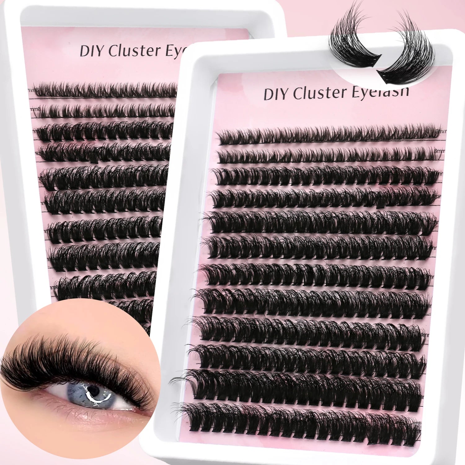 GROINNEYA Lashes Clusters Faux Mink Lashes Eyelash Extension Voluminous Fluffy Wispy Cat Eyelashes Eyelashes Clusters Makeup