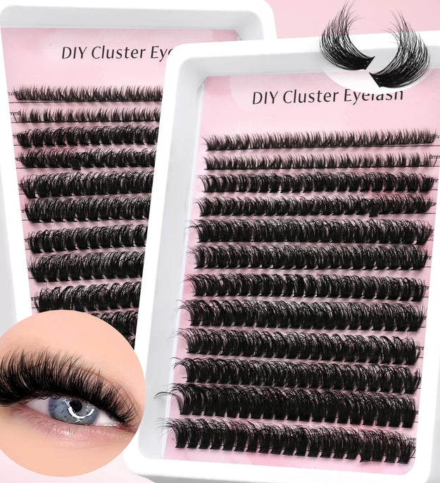 GROINNEYA Lashes Clusters Faux Mink Lashes Eyelash Extension Voluminous Fluffy Wispy Cat Eyelashes Eyelashes Clusters Makeup