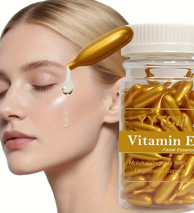 Vitamin E Serum Capsules, Single-Use Essence Capsules, Hydrating and Moisturizing Facial Skin, 90 Capsules/Bottle - 1 Bottle
