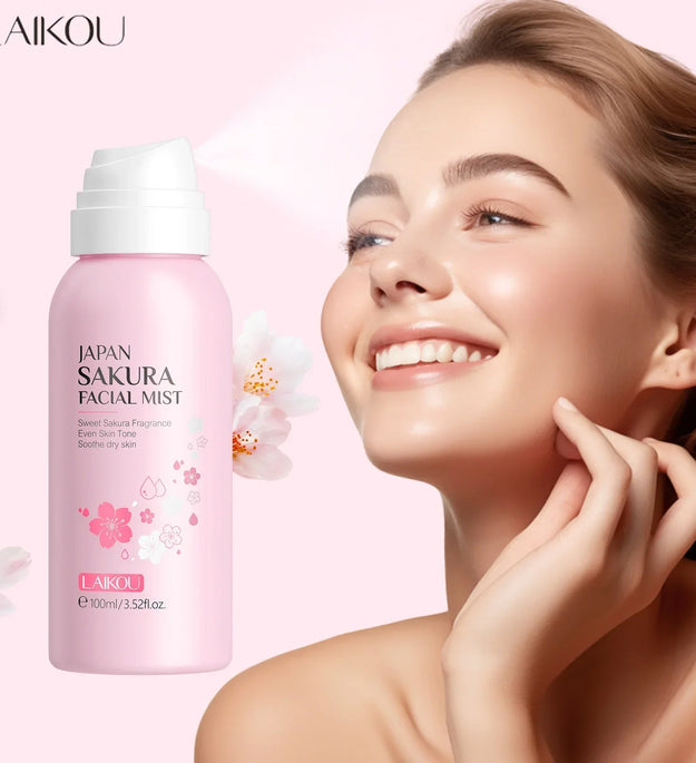 LAIKOU Sakura Toner Hydrating Moisturize Gentle Repair Brightening Skin Improve Glow Serum Toner Spray 100ml