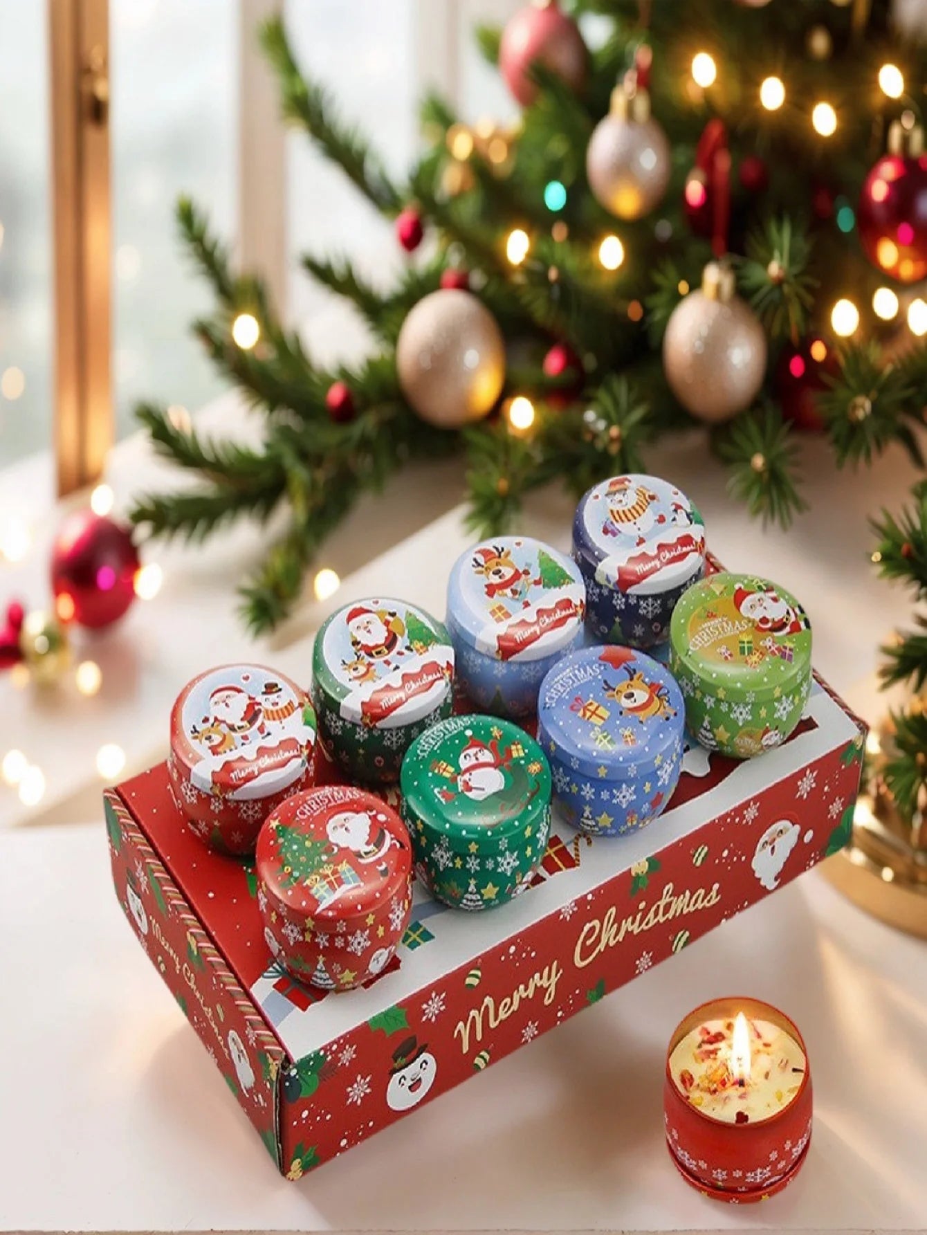 Christmas Aromatherapy Candles Santa Claus Snowmen Tin Cans Candle Christmas Decoration For Home Xmas New Year 2025 Navidad