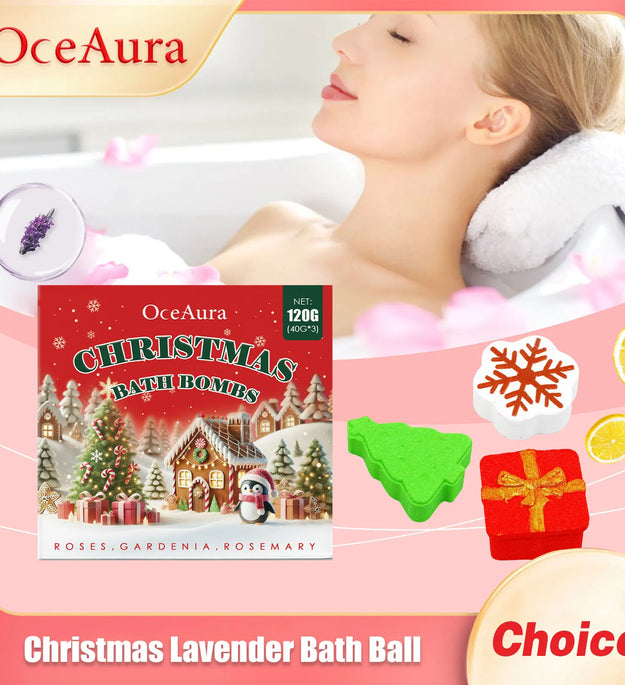 Christmas Lavender Bath Ball Stress Relief Rich Bubble Long Lasting Fragrances Deeply Moisturizing Colorful SPA Gifts Bath Bombs