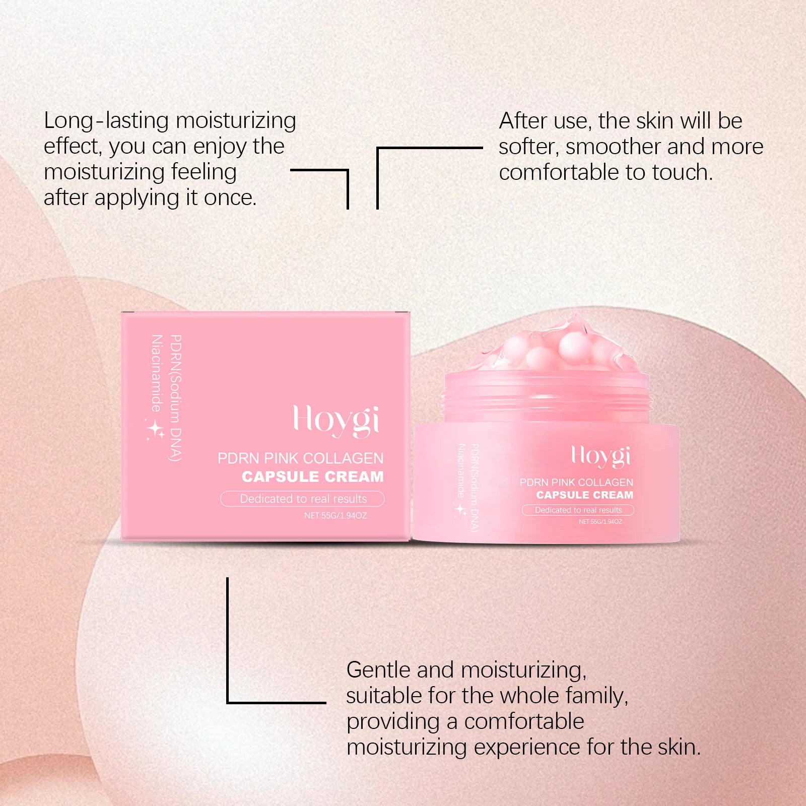 HOYGI Collagen Capsule Cream Deep Moisturizing Hydrating Anti-Dryness Skin Brighten Glowing Firming Smooth Niacinamide Skin Care