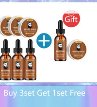 Organic Beard Growth Oil & Sandalwood Balm 1/2/4 Set-24H Nourishing, No Flakes, Men's Grooming Kit with Argan Oil & Vitamin E - BlissFully