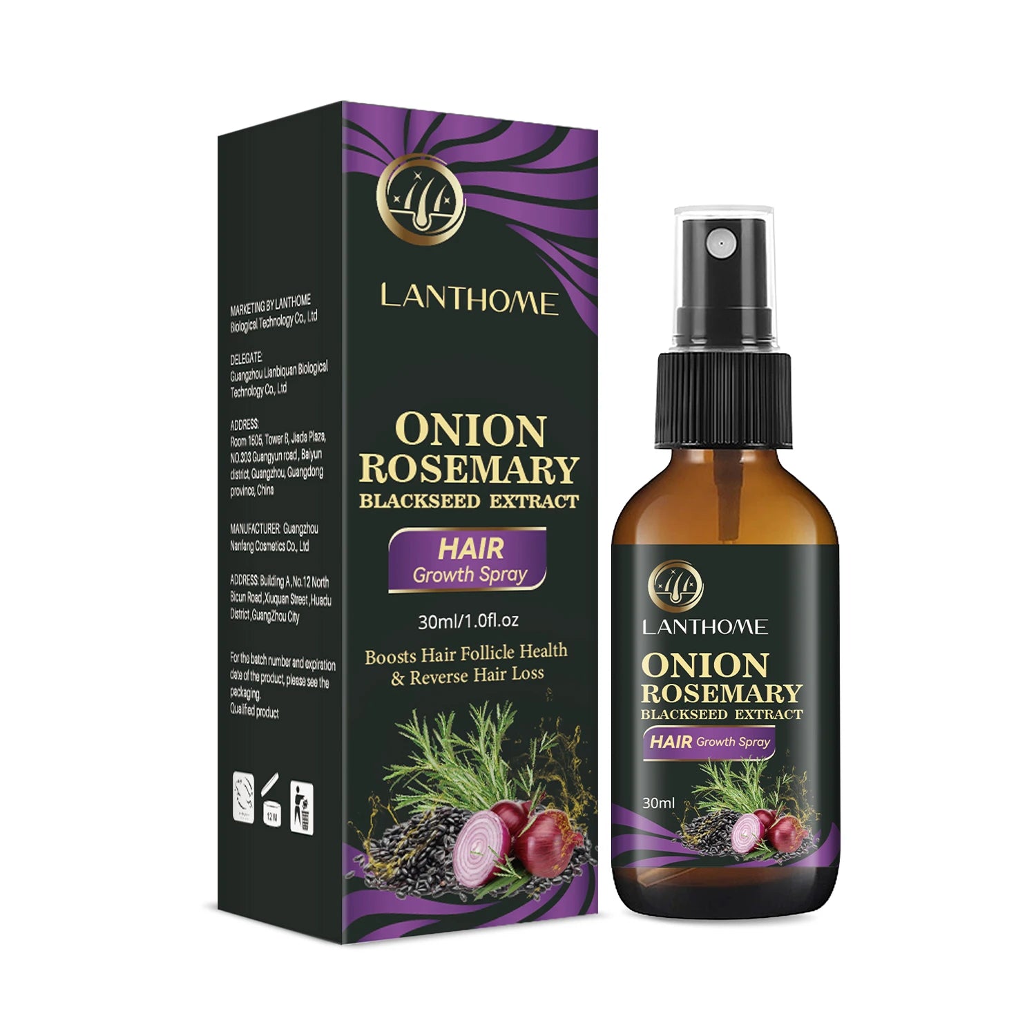 100ML Hair Shampoo For Fast Hair Growth Rosemary Onion Shampoo 30ML Spray Anti Hair Loss Effective Within 7 Day Hair Growth - BlissFully