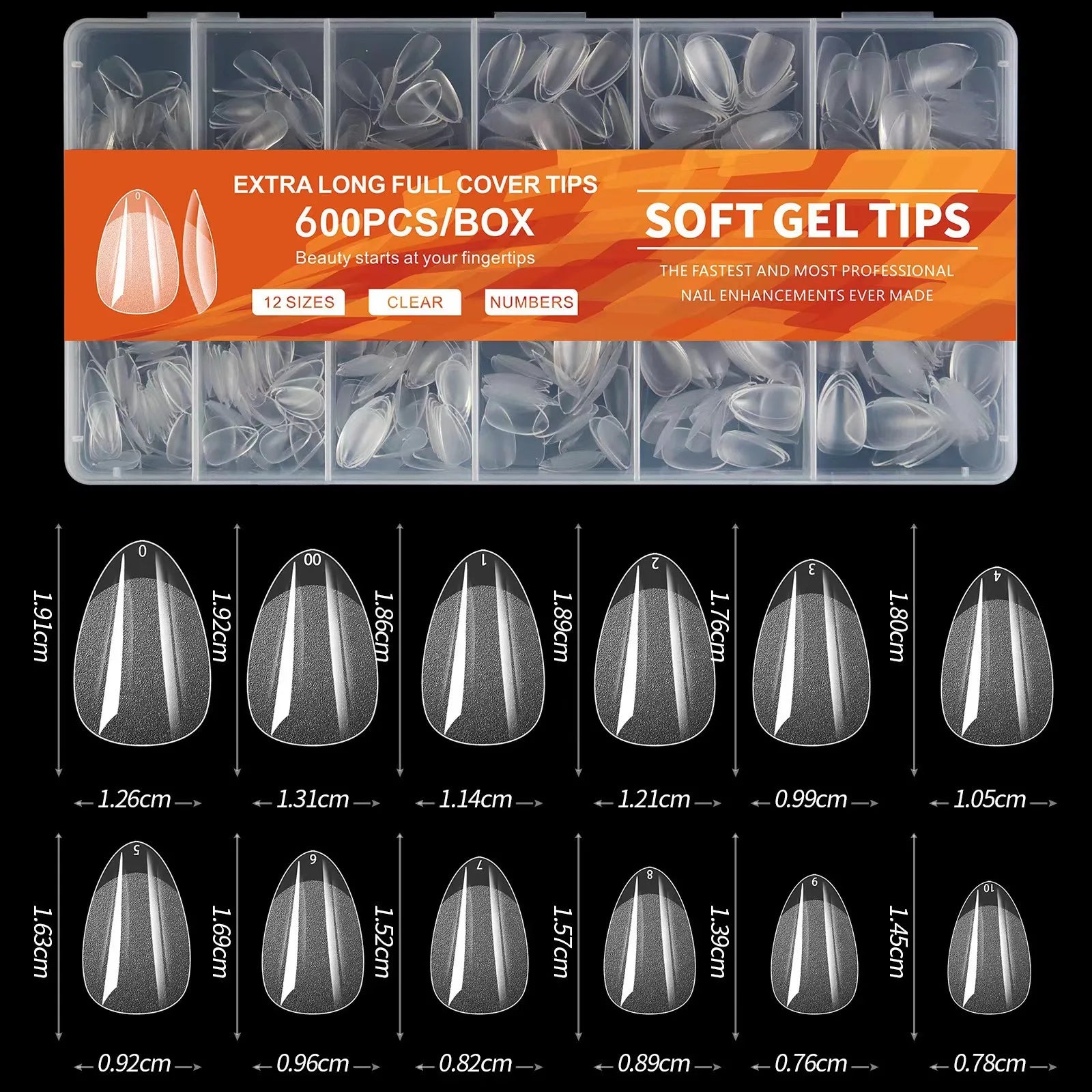 600pcs Soft Gel Nail Tips, Half Matte Clear Acrylic Nail Tips Pre-shaped False Nail Tips For Nail Extension Manicure Tools