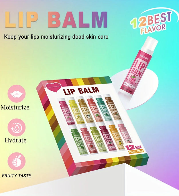 12 PCS/gift lip balm set 5g Deep Moisturizing and long-lasting moisturizing exfoliating to create hydrated lips