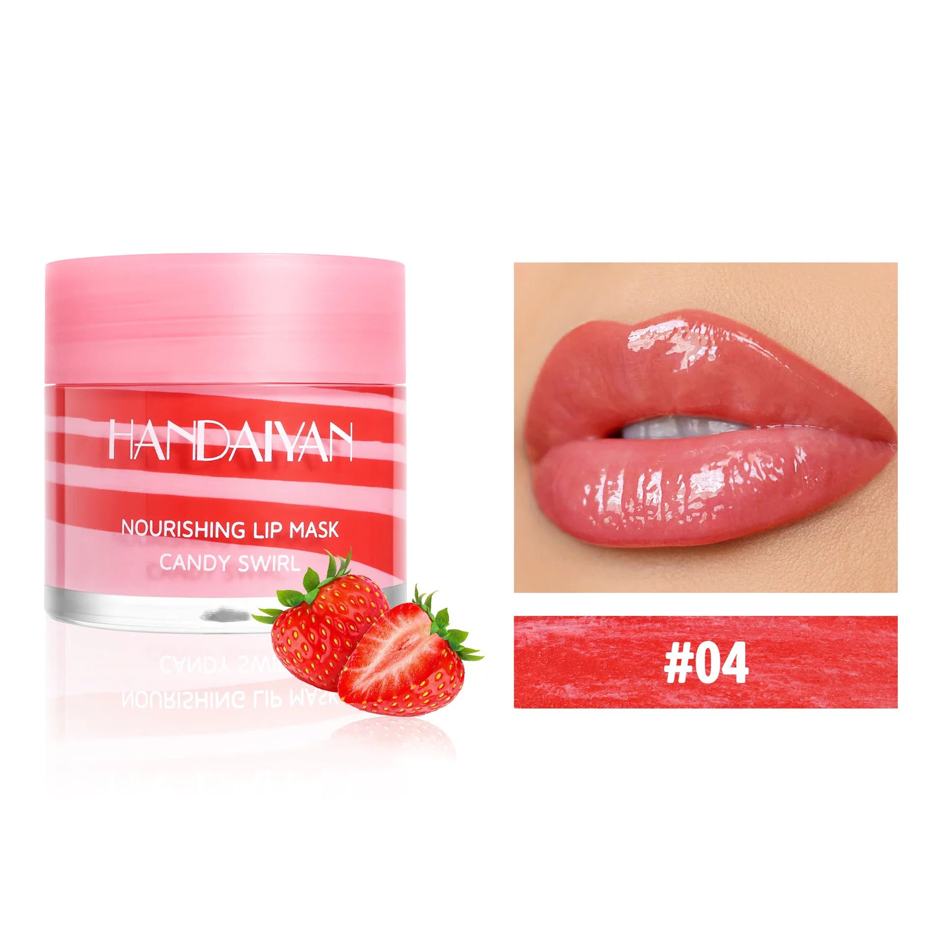 18g Strawberry Lip Balm Hydrating Lip Mask for Night Sleep Fades Lip Lines Plumps & Moisturizes Fruit-Infused Nude Lip Primer