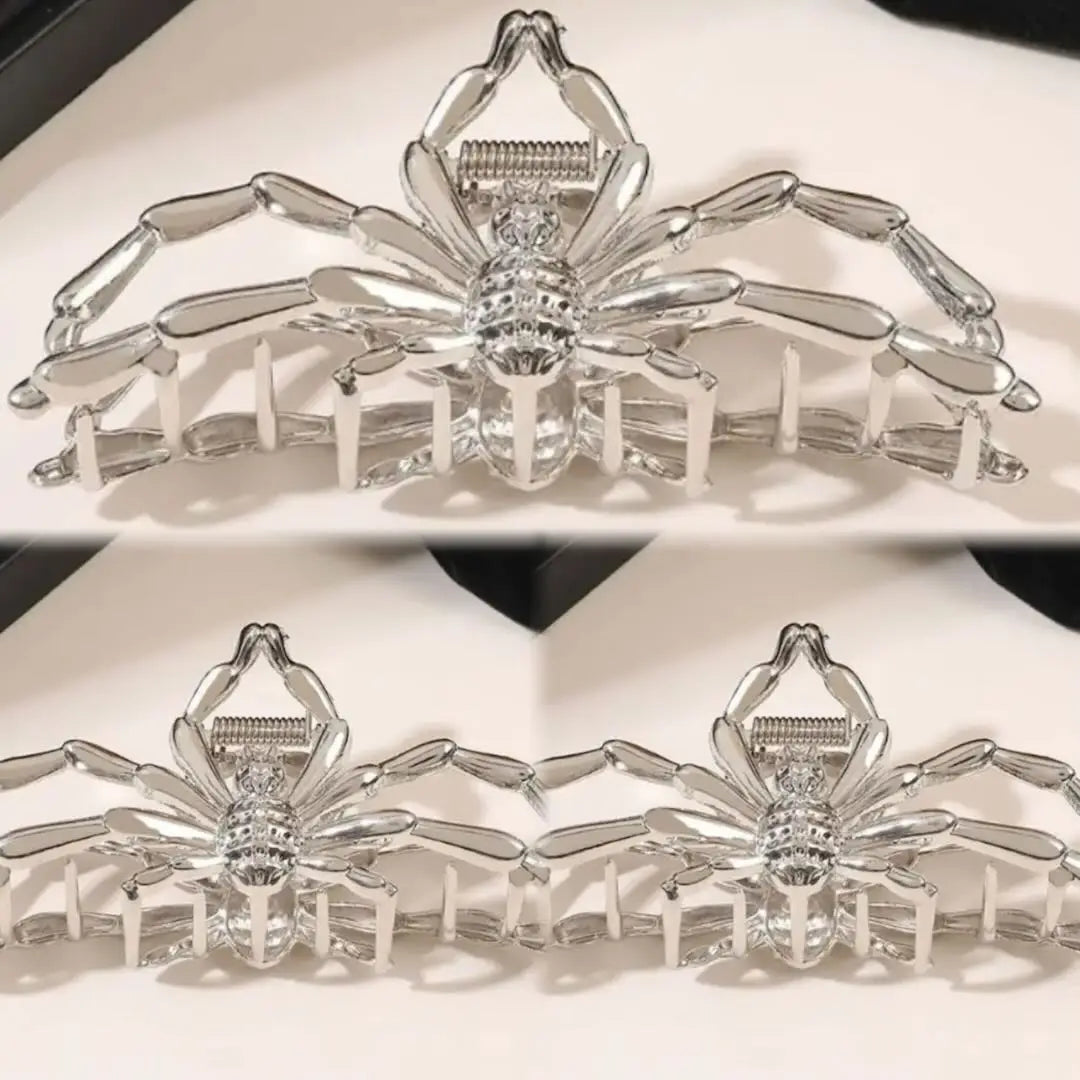 1Pcs Halloween Black Spider Hair Claw Clips with Pearl Charm Design,Metal Gothic Punk Hair Clips Strong Hold Hair Accessories - BlissFully